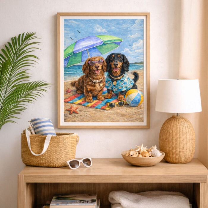Millie&Frankie beach Print - Dachshunds Prints Collection