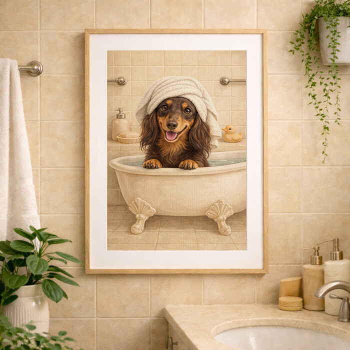 Bathtub time Print - Dachshunds Prints Collection
